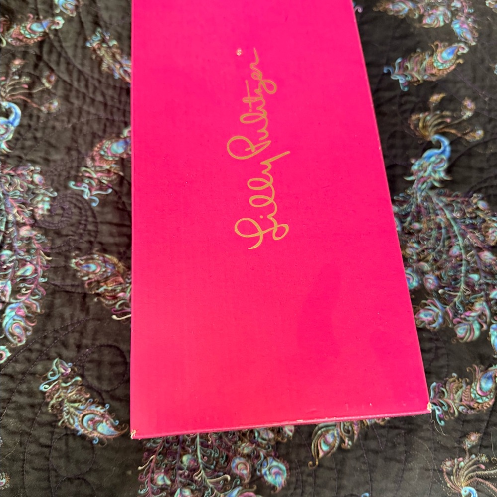 Lilly Pulitzer Fuchsia Satin Pointed Slingback Flats with Crystal Bow - Picture 5 of 5